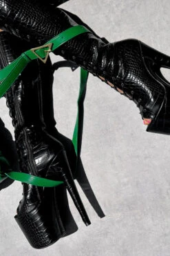 Hella Heels Cold Blooded Black Open Toe Knee High Boots - 8inch 10 Hella Heels Cold Blooded Black Open Toe Knee High Boots - 8inch -Clothing Store IMG 0375 1