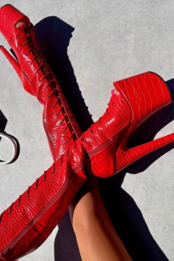 Hella Heels Out For Blood Open Toe Knee High Boots - 8inch 10 Hella Heels Out For Blood Open Toe Knee High Boots - 8inch -Clothing Store IMG 0488