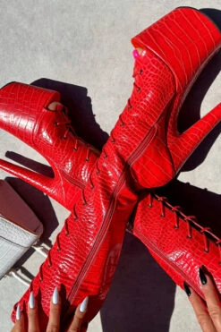 Hella Heels Out For Blood Open Toe Knee High Boots - 8inch 11 Hella Heels Out For Blood Open Toe Knee High Boots - 8inch -Clothing Store IMG 0491