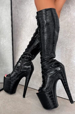 Hella Heels Cold Blooded Black Open Toe Knee High Boots - 8inch -Clothing Store IMG 0819 afb9602d cf95 4cbe 95c8 5ab09d3df501