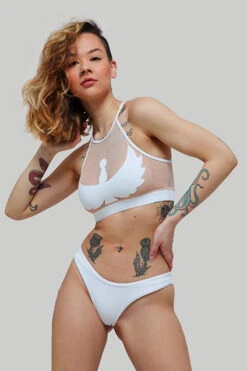 CXIX I S I S Halter Top - White With Sand Mesh -Clothing Store IMG 1533 LOW 1