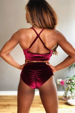 REV ACTIV High Waist Shorts - Wine Velvet -Clothing Store IMG 2058 92bf58a1 fdc7 4aa1 b3cd 53b2c8ec679b