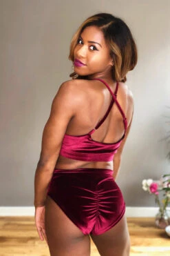 REV ACTIV High Waist Shorts - Wine Velvet -Clothing Store IMG 2060 01531700 ebe9 4c58 ac80 9775a3f4701b