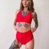 Pole Addict Scrunch Butt Basic High Waist Shorts - Red