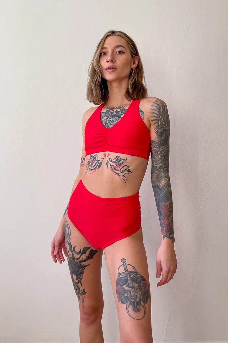 Pole Addict Scrunch Butt Basic High Waist Shorts - Red 5 Pole Addict Scrunch Butt Basic High Waist Shorts - Red - Image 3