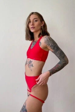 Pole Addict Bliss Adjustable Garter Shorts - Red -Clothing Store IMG 3966 1