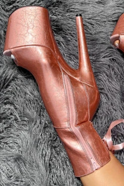 Hella Heels Corset 8inch Boots - Rose Gold -Clothing Store IMG 4755