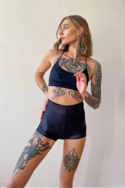 Pole Addict Petite Shorts - Black Mesh 6 Pole Addict Petite Shorts - Black Mesh -Clothing Store IMG 4966