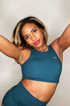 The Enviro Co. High Neck Crop Top - Blue Teal -Clothing Store IMG 6681