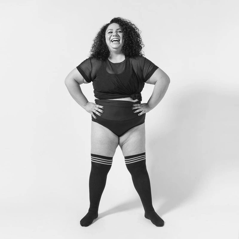 Rolling Over The Knee Socks - Striped Black/White (3 Sizes Available) 8 Rolling Over The Knee Socks - Striped Black/White (3 Sizes Available) - Image 6