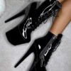 Hella Heels LipKit 8inch Ankle Boots - Black Beatles 2 Hella Heels LipKit 8inch Ankle Boots - Black Beatles -Clothing Store IMG 78032