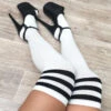 Lunalae Thigh High Socks - White/Black -Clothing Store IMG 9597