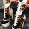 Hella Heels EmpireKicks 7inch Boots - White -Clothing Store KicksWhiteLeopard7inch8