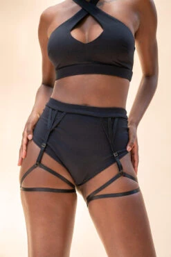 Lunalae Olivia High Waisted Garter Shorts - Recycled Black 11 Lunalae Olivia High Waisted Garter Shorts - Recycled Black -Clothing Store LunaLae 22 1192