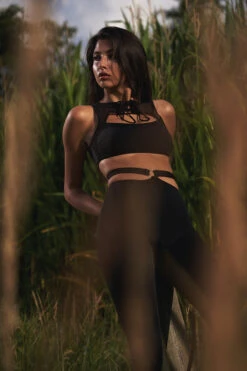 Hamade Activewear Lace Up High Neck Top - Black 21 Hamade Activewear Lace Up High Neck Top - Black -Clothing Store MCC9558abcd