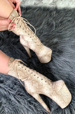 Hella Heels Milksnake Boots - 8inch -Clothing Store Milksnake12