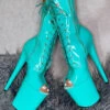 Hella Heels LipKit Open Toe 8inch Boots - Minted -Clothing Store Minted8InchOpenToeFront