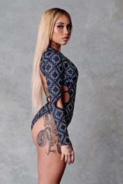 CXIX 119 Plunge Bodysuit - Black Print 11 CXIX 119 Plunge Bodysuit - Black Print -Clothing Store Monogram CXIX Bodysuit 119 streetwear fashion polewear