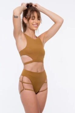 Nona Perkasa Night Jasmine Bottoms - Brass -Clothing Store NightJasBrass04 1