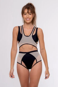 Nona Perkasa Orchid Body Harness - Black/Sand -Clothing Store OrchidHBLackNude3