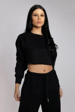 CXIX Oversized Cropped Jumper - Black -Clothing Store Oversized Black20 08 20CreaturesofXIXEcom 44