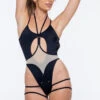 Nona Perkasa Queen Of The Night Body Garter - Black/Sand -Clothing Store QOTNGarterBlackNude02