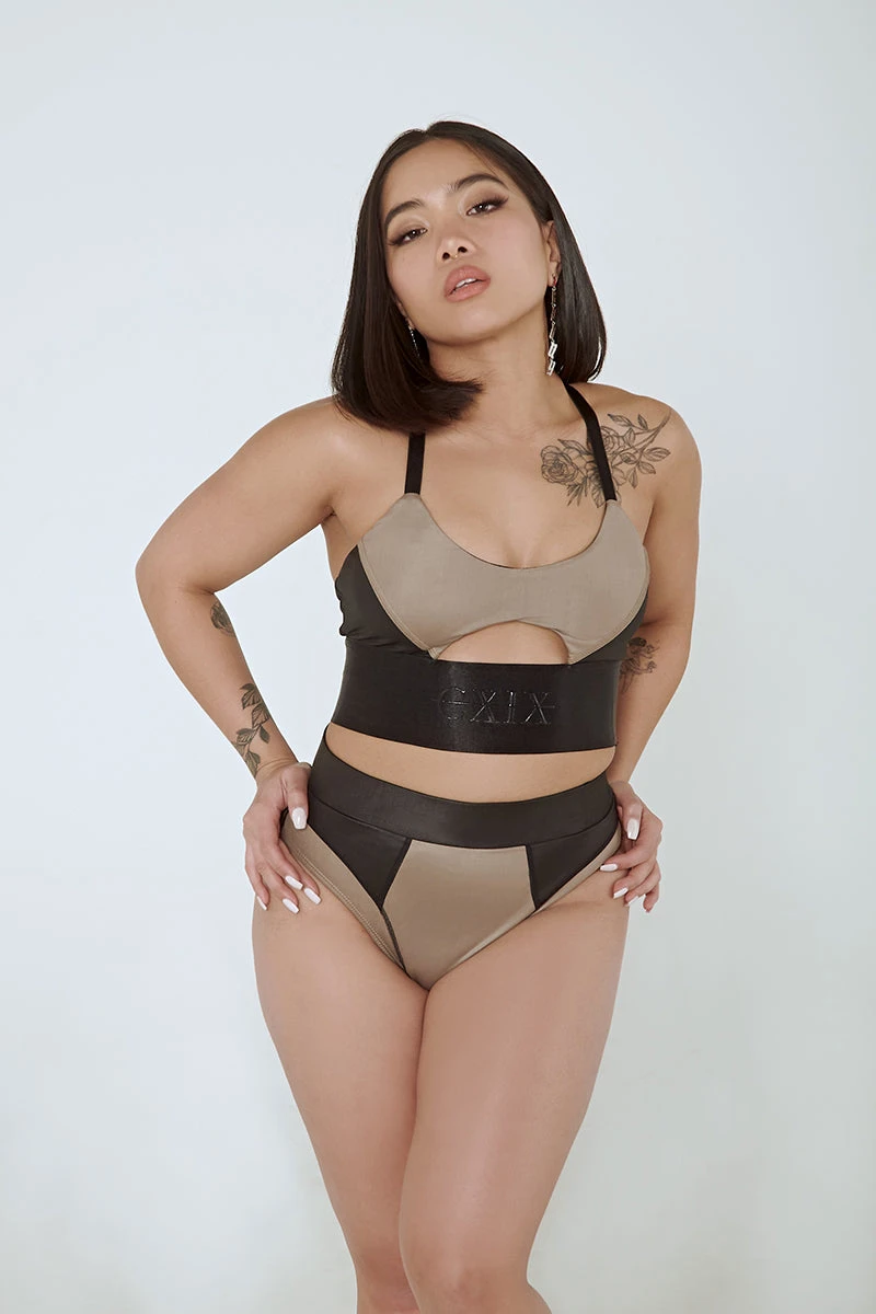 CXIX Riding Solo Sports Bra - Black/Mink 8 CXIX Riding Solo Sports Bra - Black/Mink - Image 6