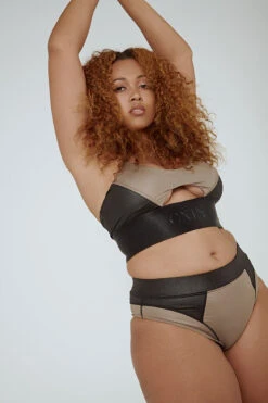 CXIX Riding Solo Sports Bra - Black/Mink 27 CXIX Riding Solo Sports Bra - Black/Mink -Clothing Store Riding Solo Top Bottoms Mink Active wear Poledance dance Aerialist 2