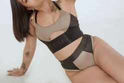 CXIX Riding Solo Sports Bra - Black/Mink 30 CXIX Riding Solo Sports Bra - Black/Mink -Clothing Store Riding Solo Top Bottoms Mink Active wear Poledance dance Aerialist 7