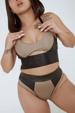 CXIX Riding Solo Sports Bra - Black/Mink 31 CXIX Riding Solo Sports Bra - Black/Mink -Clothing Store Riding Solo Top Bottoms Mink Active wear Poledance dance Aerialist 8