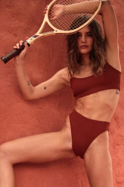 Rolling KI High Waisted Hot Pants - Ribbed Clay -Clothing Store Rollingcanelados 309 1