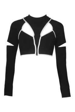 Hamade Activewear Scoop Neck Long Sleeve Top - Black/White Binding -Clothing Store SS22 01