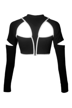 Hamade Activewear Scoop Neck Long Sleeve Top - Black/White Binding -Clothing Store SS22 02
