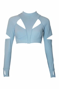 Hamade Activewear Scoop Neck Long Sleeve Top - Light Blue -Clothing Store SS22 19
