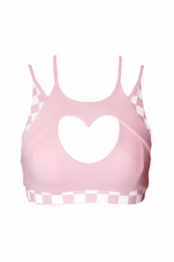 Hamade Activewear Heart Cut Out Top - Checkered Light Pink 16 Hamade Activewear Heart Cut Out Top - Checkered Light Pink -Clothing Store SS23 05 1
