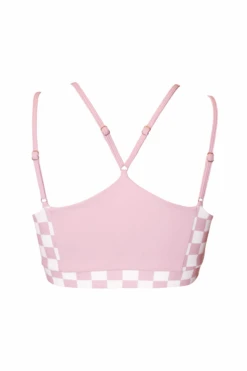 Hamade Activewear Heart Cut Out Top - Checkered Light Pink -Clothing Store SS23 06