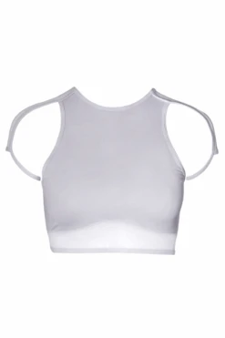 Hamade Activewear High Scoop Neck Crop Top - Light Grey 12 Hamade Activewear High Scoop Neck Crop Top - Light Grey -Clothing Store SS23 25