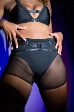 Tatiana Activewear Hips Don't Lie Shorts - Black 13 Tatiana Activewear Hips Don't Lie Shorts - Black -Clothing Store Tatiana Active Cheeky Mesh Black Gold Hardware Detailing Bike Short Shorts 4566