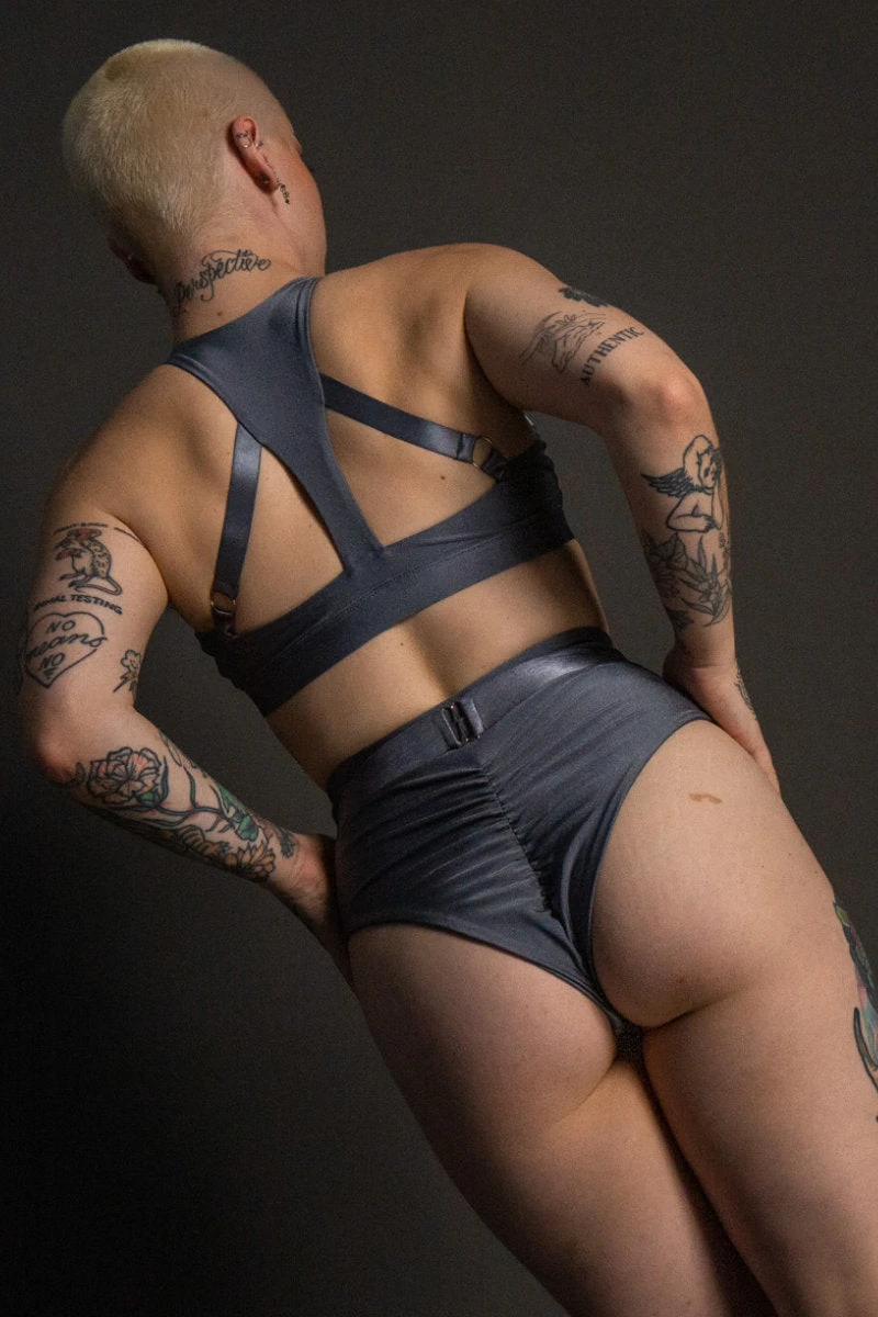 Tatiana Activewear Faye Top - Shiny Gunmetal 4 Tatiana Activewear Faye Top - Shiny Gunmetal - Image 2