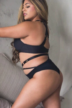 Tatiana Activewear Harley Top - Matte Black -Clothing Store TatianaActive HarleyLowCutCrossBackSupportivePoleWearSetwithCutOuts 3249 1