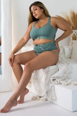 Tatiana Activewear Perla Shorts - Sage Green -Clothing Store TatianaActive PerlaSageGreenSupportiveFullCoveragePoleWearPoleDancingClothes 2 2