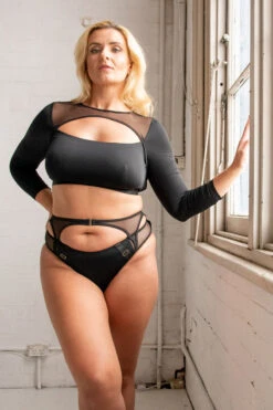 Tatiana Activewear Esme Top - Black -Clothing Store TatianaActiveEsmeLongSleeveCropMeshTop 0492cropped