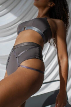 Tatiana Activewear Perla Shorts - Charcoal -Clothing Store TatianaActivePerlaCharcoalPoleWearSet 0060