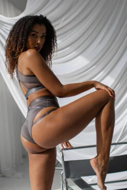 Tatiana Activewear Perla Top - Charcoal -Clothing Store TatianaActivePerlaCharcoalPoleWearSet 0086