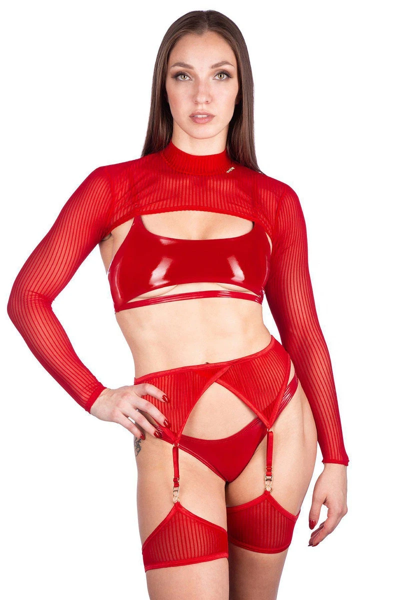 Naughty Thoughts Sinner Vinyl Underboob Top - Red 6 Naughty Thoughts Sinner Vinyl Underboob Top - Red - Image 4
