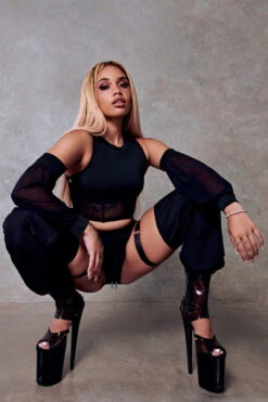 CXIX 119 Corset Top With Sleeves - Black -Clothing Store black corset top polewear dancwear fashion