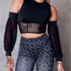 CXIX 119 Corset Top With Sleeves - Black -Clothing Store black corste top CXIX fashion poledance