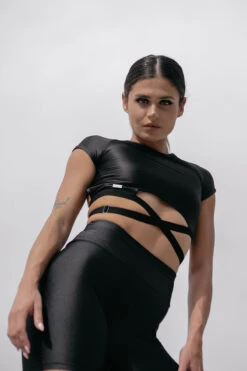 Paradise Chick Frankie Wrap Top - Black -Clothing Store blackbiker4