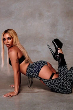 CXIX 119 Chaps - Black Print 16 CXIX 119 Chaps - Black Print -Clothing Store chaps CXIX black monogram dancewear streetwear