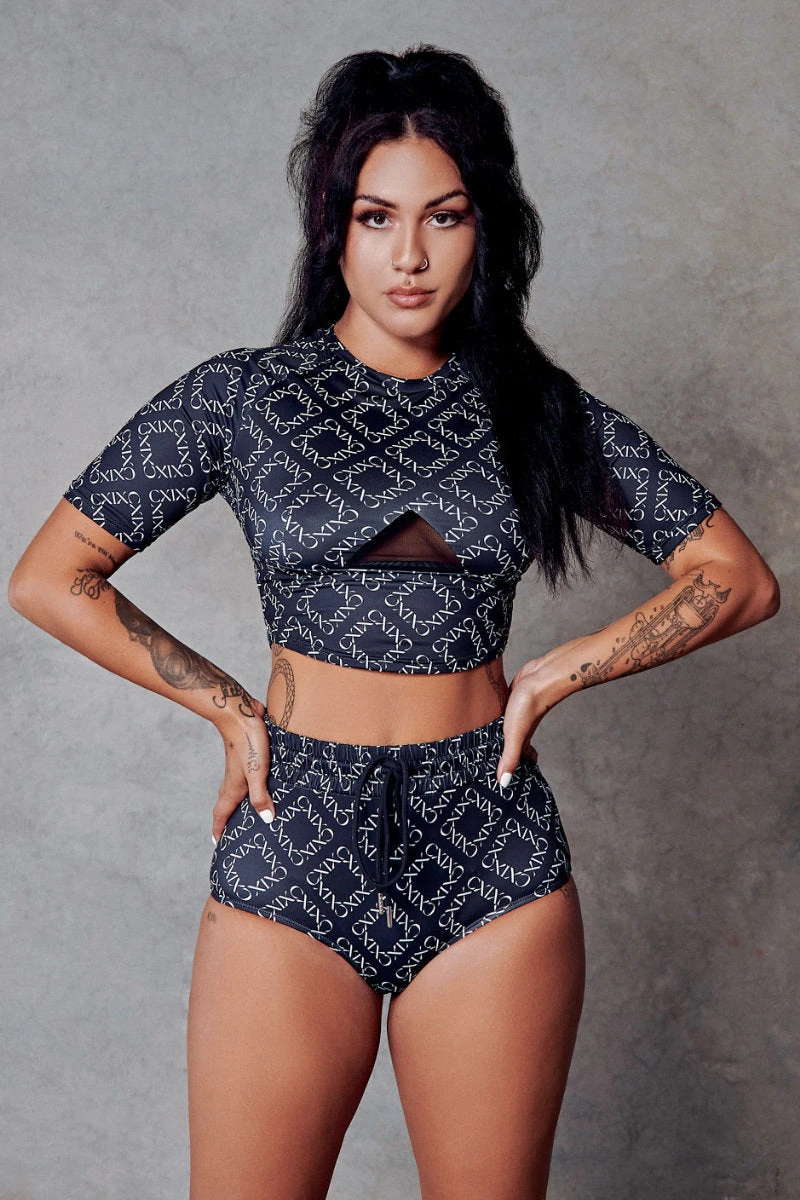 CXIX 119 Statement Crop Tee - Black Print 3 CXIX 119 Statement Crop Tee - Black Print